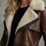 ABRIGO VINTAGE CUELLO LAMBSKIN CONTRASTE
