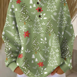 Heidi | Suéter navideño en verde con abetos