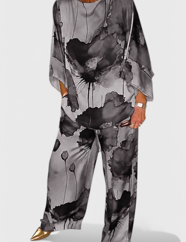 Karoline Conjunto Floral de Dos Piezas con Ajuste Relajado