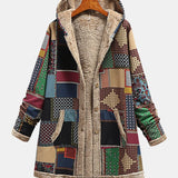 Otoño – Sudadera de patchwork con capucha en tonos tierra