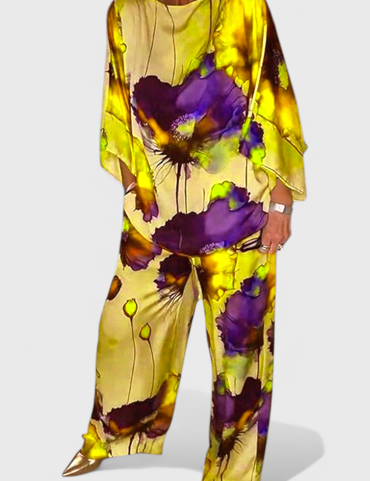 Karoline Conjunto Floral de Dos Piezas con Ajuste Relajado