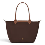 Bolso shopper plegable Arantxa, marrón oscuro, detalle del material