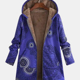 Luna – Sudadera con capucha de forro polar azul marino con patrón de mandala