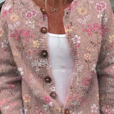 Silke | Chaqueta de punto con patrón de flores colorido