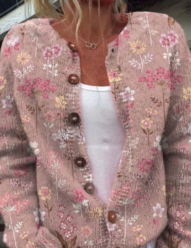Silke | Chaqueta de punto con patrón de flores colorido