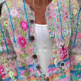 Silke | Chaqueta de punto con patrón de flores colorido