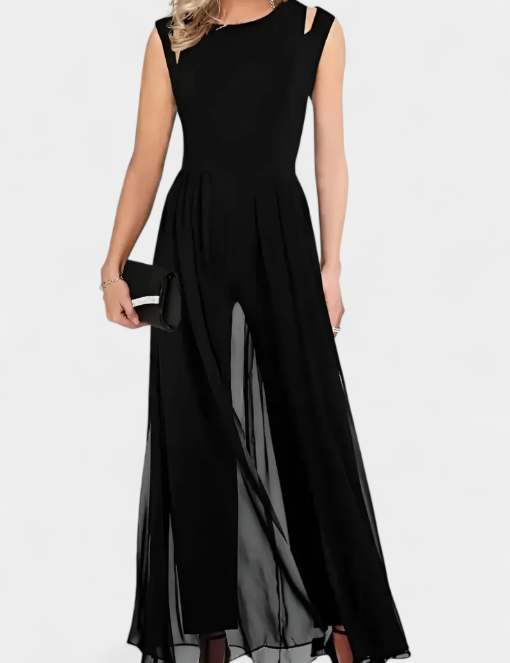 Nadia Mono Elegante sin Mangas con Transparencia Frontal