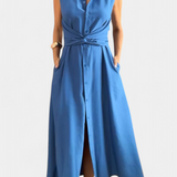 Meryl Vestido Camisero con Botones y Lazo Ajustable