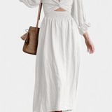 Petra Vestido de Dos Niveles con Cuerpo Fruncido y Mangas Abullonadas