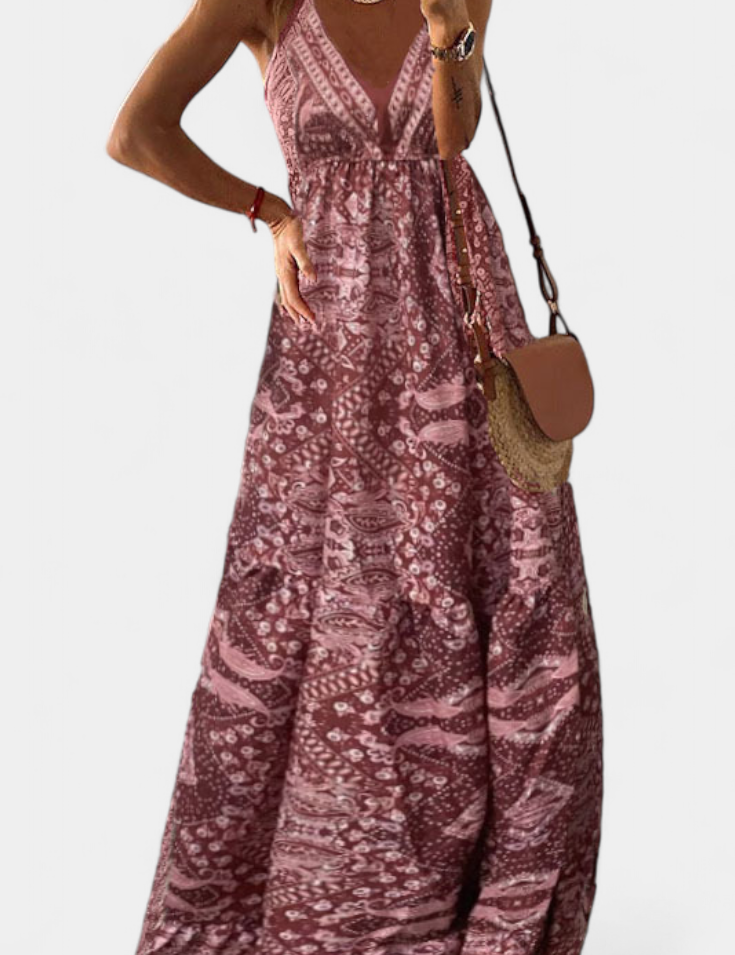 Saira Vestido Vintage con Estampado Floral y Cintura Alta