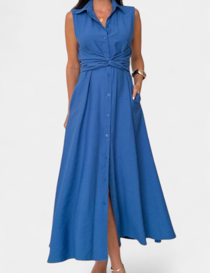 Meryl Vestido Camisero con Botones y Lazo Ajustable