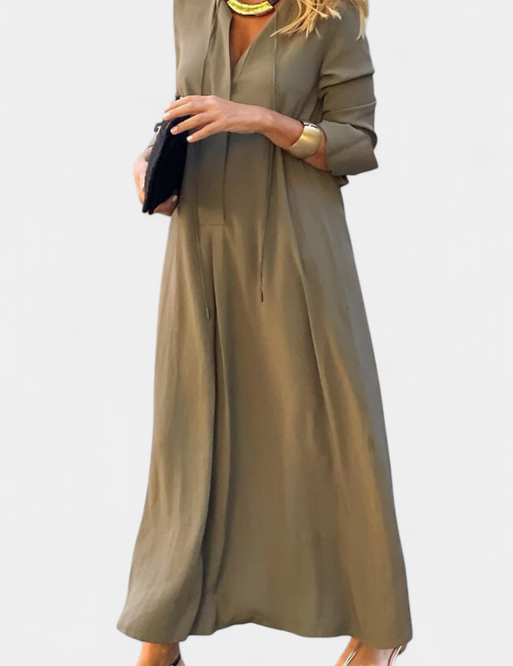 Verónica Vestido de Manga Larga con Escote en V