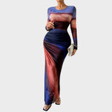 Amélia - Vestido maxi ajustado con mangas largas