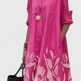 Larissa Vestido Rosa con Estampado Botánico