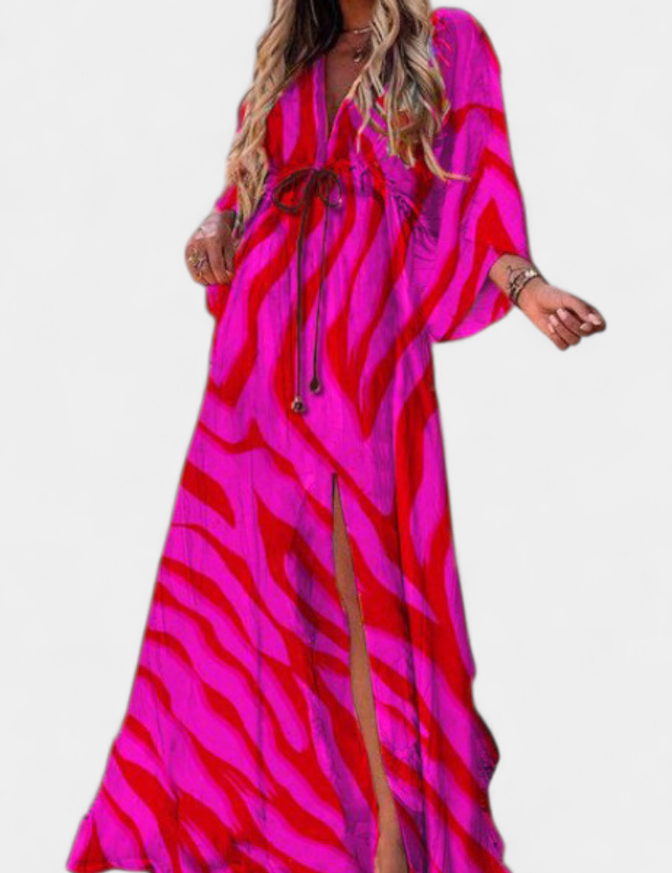 Joelle Vestido Suave Arcoíris con Manga Murciélago