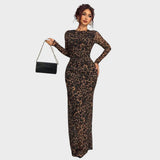 Amélia - Vestido maxi ajustado con mangas largas