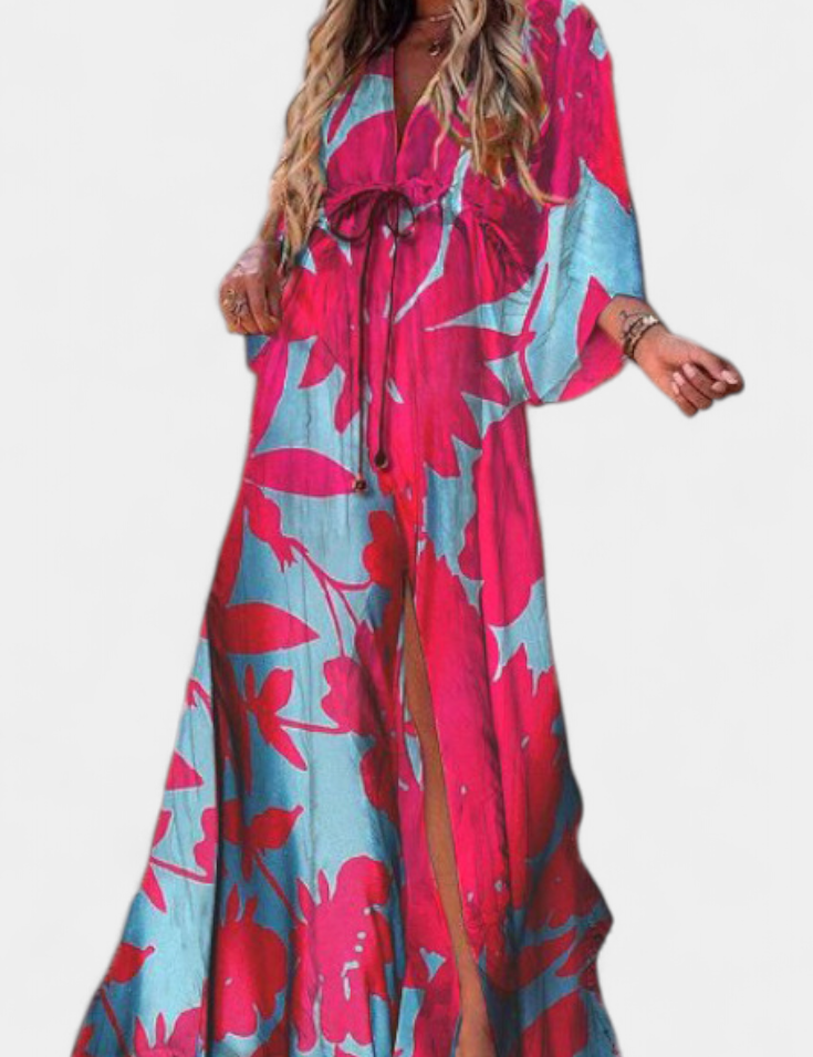 Joelle Vestido Suave Arcoíris con Manga Murciélago