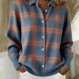 Zafira | Cálida chaqueta de punto a cuadros azul