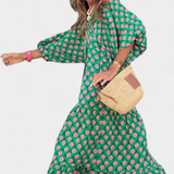 Aroa Vestido Boho con Estampado Artístico y Silueta Fluida