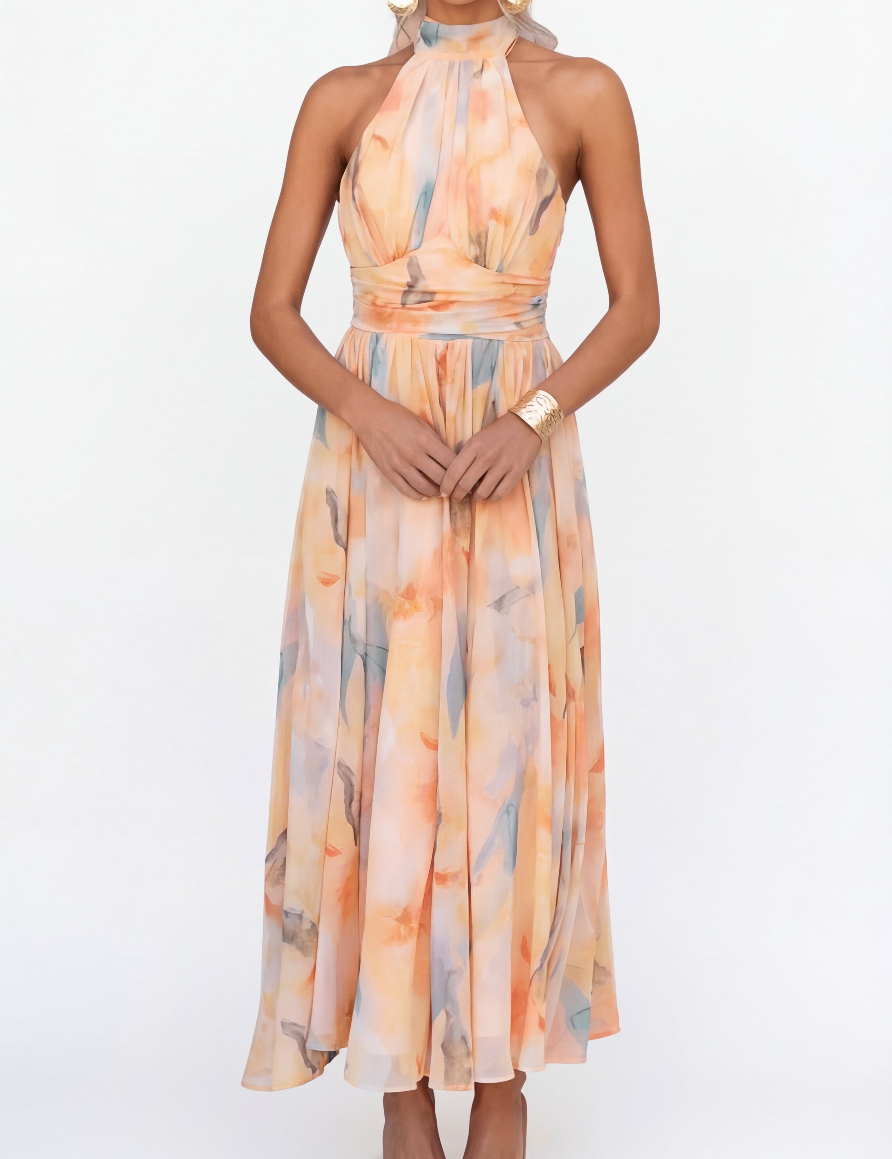 ESTHER | Vestido Halter de Estilo Acuarela