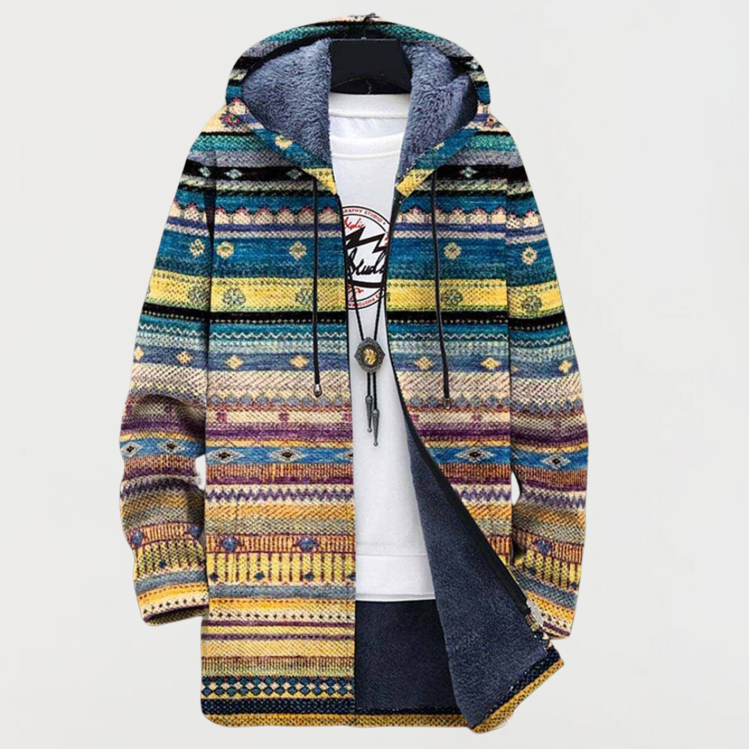 Helena – Abrigo con flecos y diseño tribal