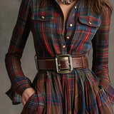 Beatriz | Vestido largo de cuadros con cinturón