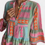 Gina Vestido Boho Bordado con Escote en V