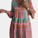 Gina Vestido Boho Bordado con Escote en V