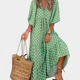 Aroa Vestido Boho con Estampado Artístico y Silueta Fluida