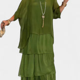 Caroline Vestido Maxi con Volantes y Mangas Murciélago