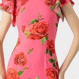 Mayra Vestido Qipao con Estampado de Rosas Elegante