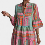 Gina Vestido Boho Bordado con Escote en V