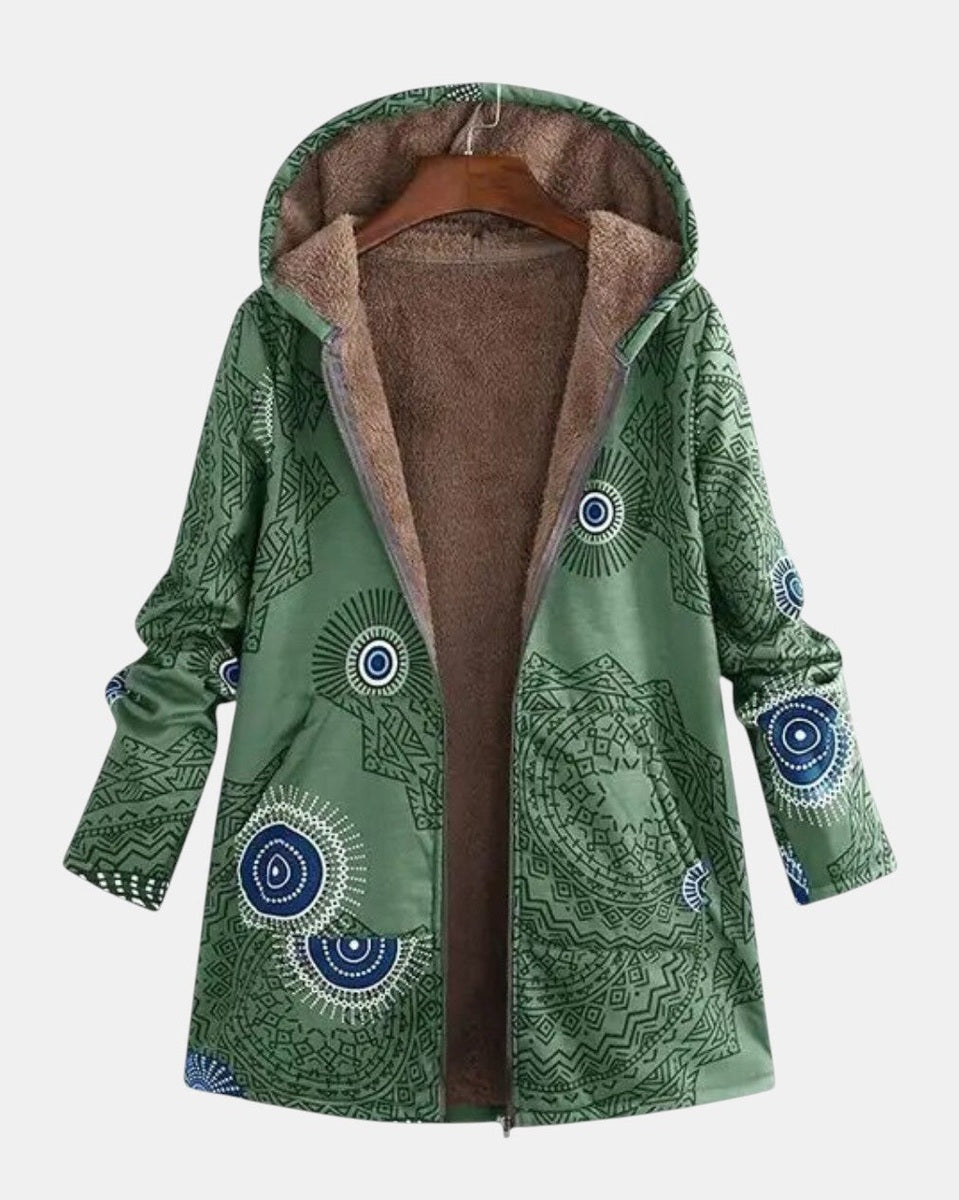 Sage – Chaqueta Sherpa con diseño tribal