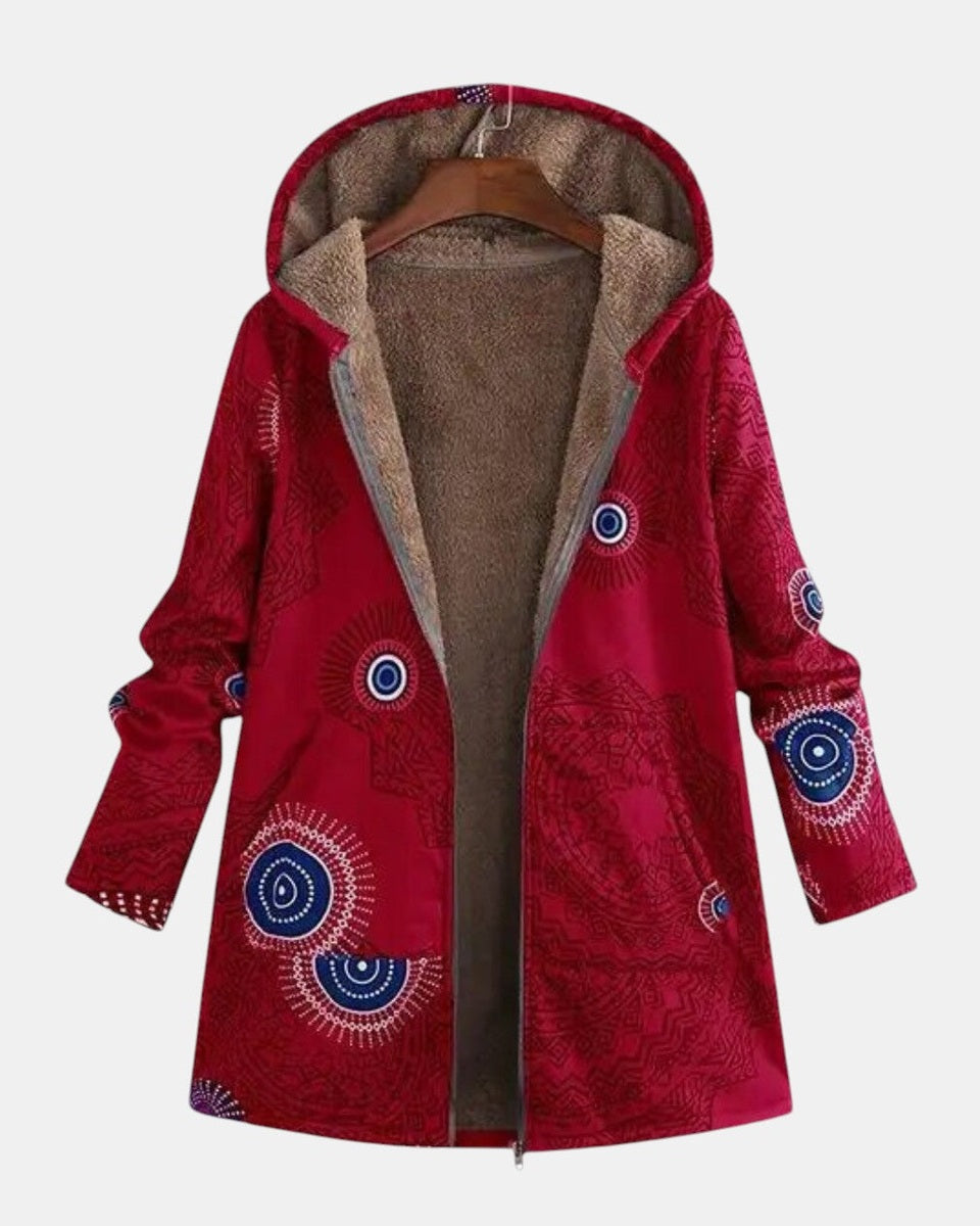 Sage – Chaqueta Sherpa con diseño tribal
