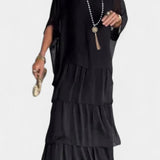 Caroline Vestido Maxi con Volantes y Mangas Murciélago