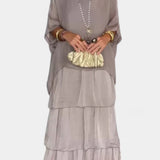 Caroline Vestido Maxi con Volantes y Mangas Murciélago