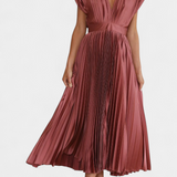 Mireia Vestido de Pliegues con Escote Drapeado y Cintura Alta