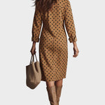 Vestido midi de lunares en símil piel Rebeca, vista posterior
