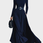 Vestido maxi de punto con cuello alto Nieves, vista frontal