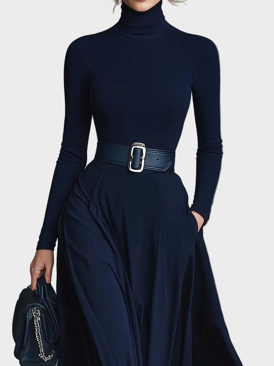 Vestido maxi de punto con cuello alto Nieves, vista posterior