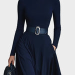 Vestido maxi de punto con cuello alto Nieves, vista posterior