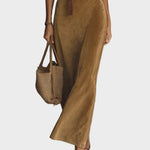 Vestido maxi de ante sintético con botón y cuello Fernanda, vista posterior