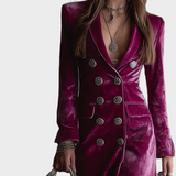 Vestido blazer maxi de terciopelo Vera, vista posterior
