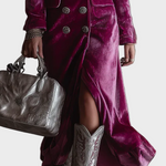 Vestido blazer maxi de terciopelo Vera, detalle del tejido