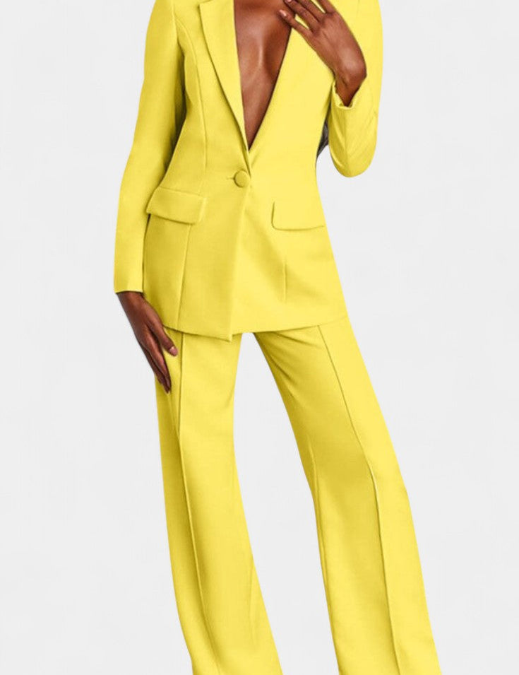 Marnie Conjunto de Blazer a Medida y Pantalones de Pierna Ancha