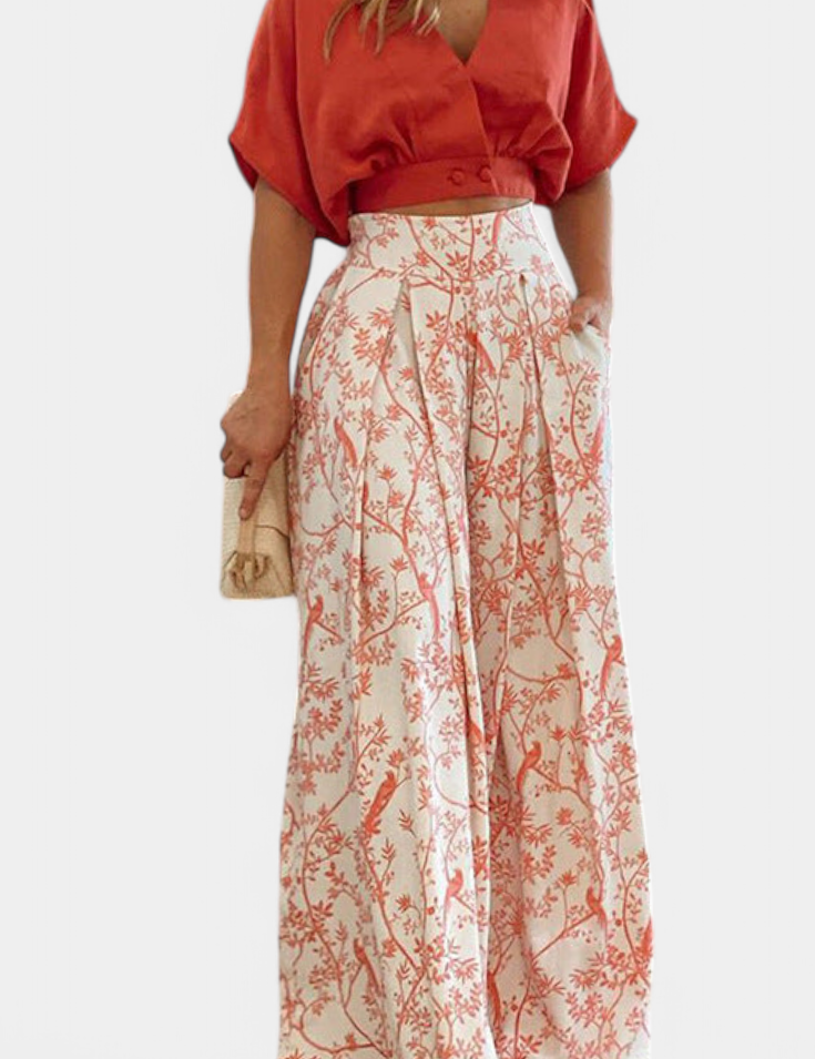Olivia Conjunto Boho de Cuello en V y Pierna Ancha