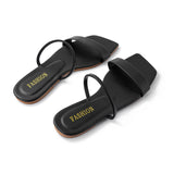 Sandalias Planas de Punta Cuadrada Básicas