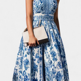 Shante Vestido A-Line Estampado Floral con Cuello Solapa