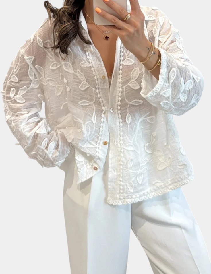 Prairie Camisa de Encaje Bordado