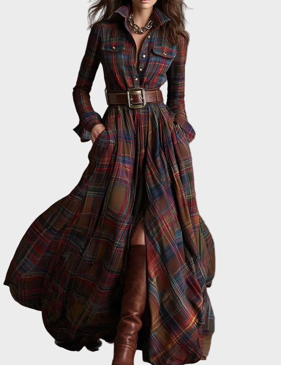 Vestido camisero elegante y clásico Elba, vista frontal